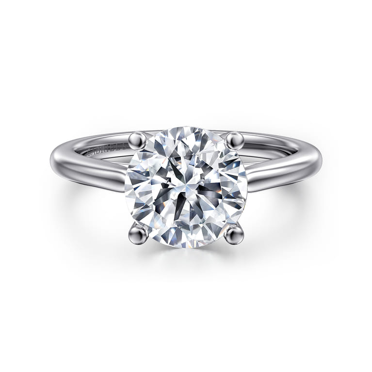 Anushka - 14K White Gold Round Solitaire Diamond Engagement Ring - Shot 1