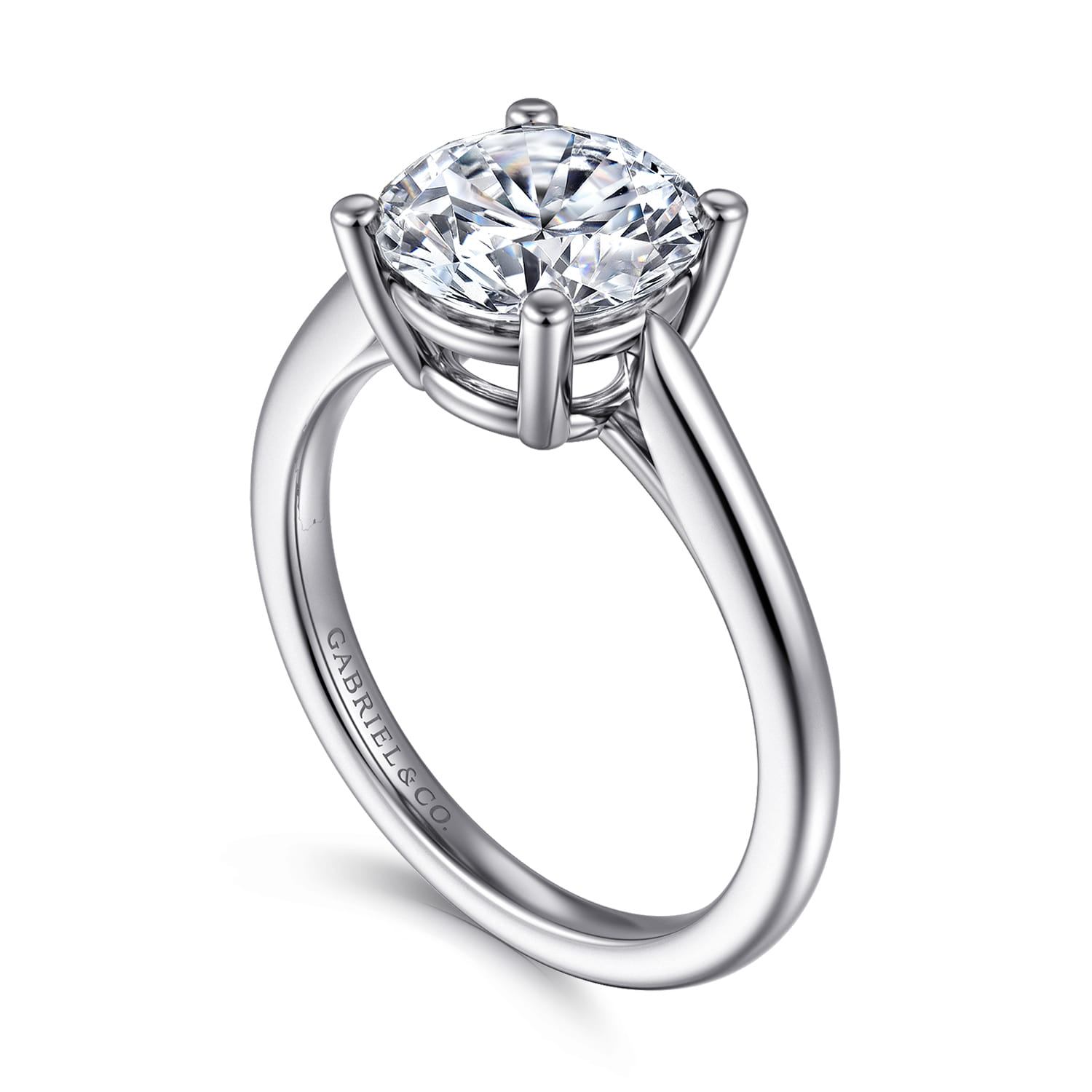 Anushka - 14K White Gold Round Solitaire Diamond Engagement Ring - Shot 3