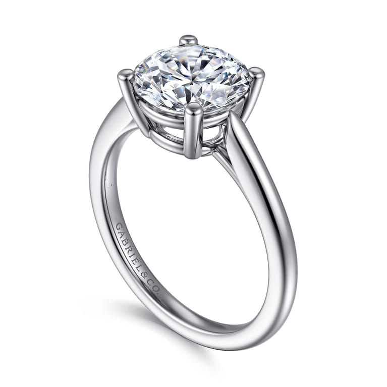 Anushka - 14K White Gold Round Solitaire Diamond Engagement Ring - Shot 3
