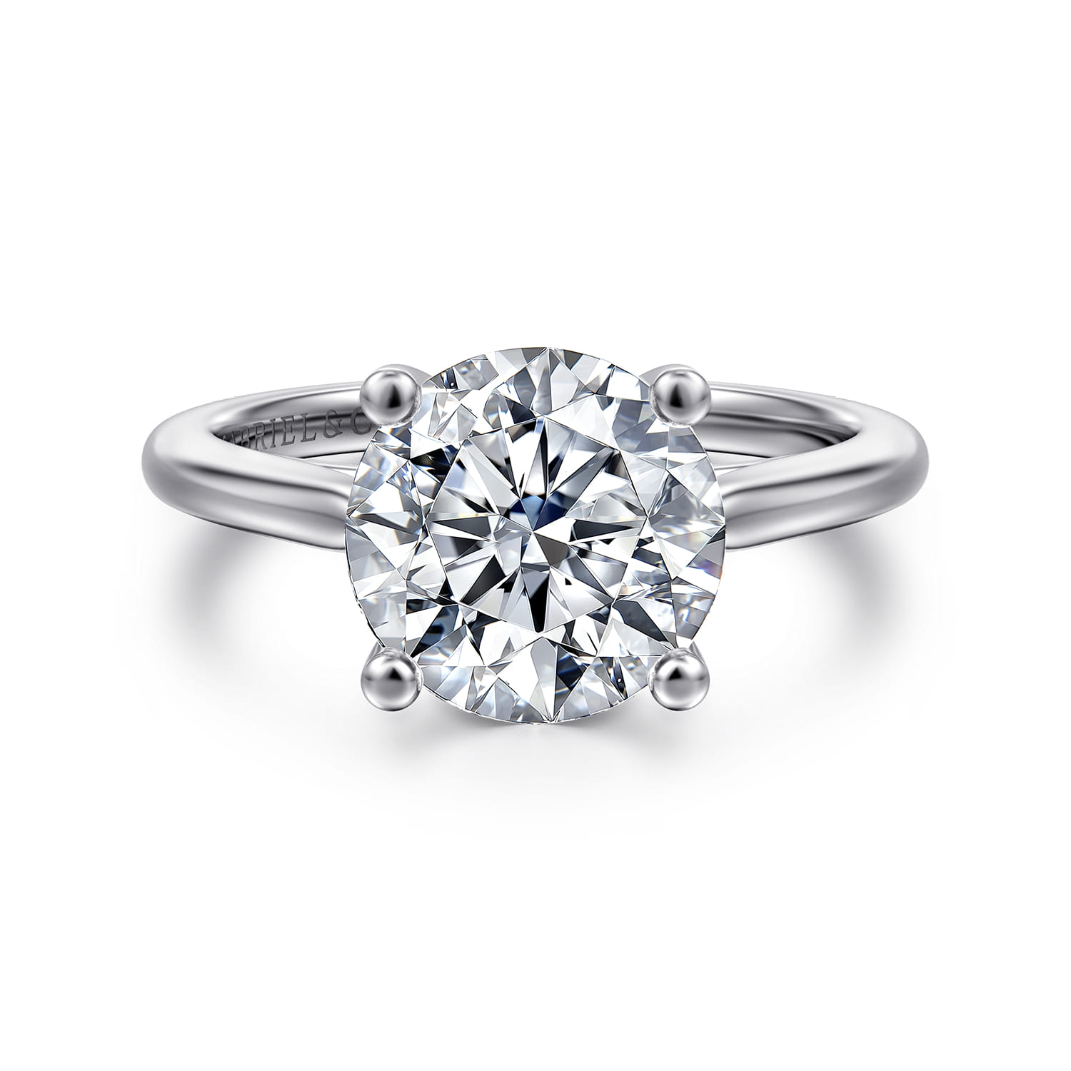 Anushka - 14K White Gold Round Solitaire Diamond Engagement Ring - Shot 1