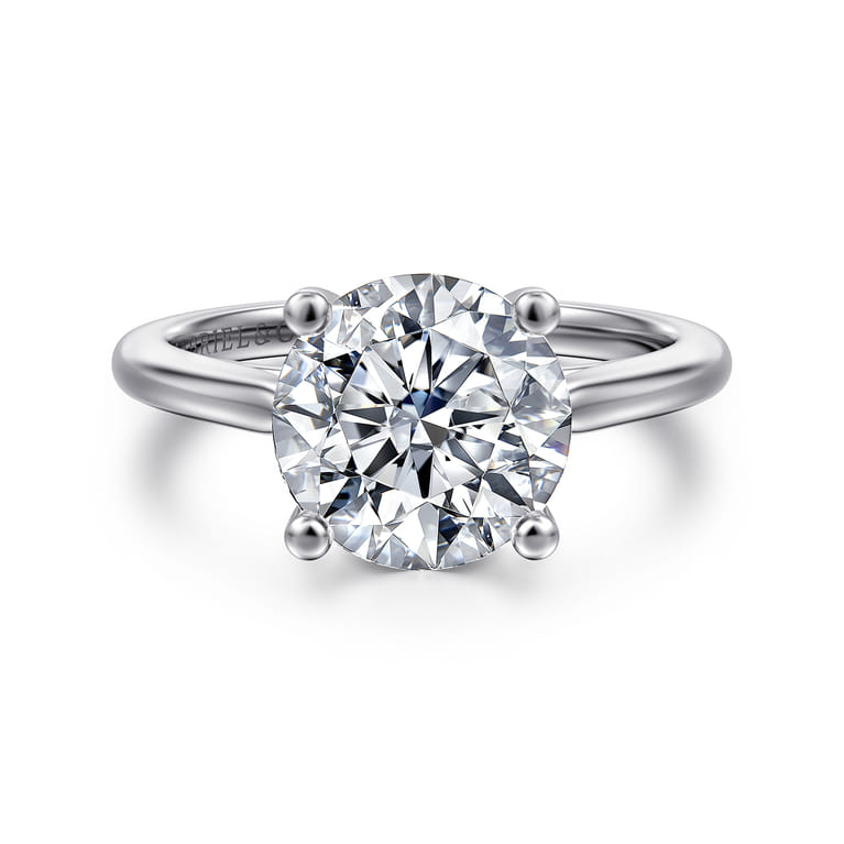 Anushka - 14K White Gold Round Solitaire Diamond Engagement Ring - Shot 1