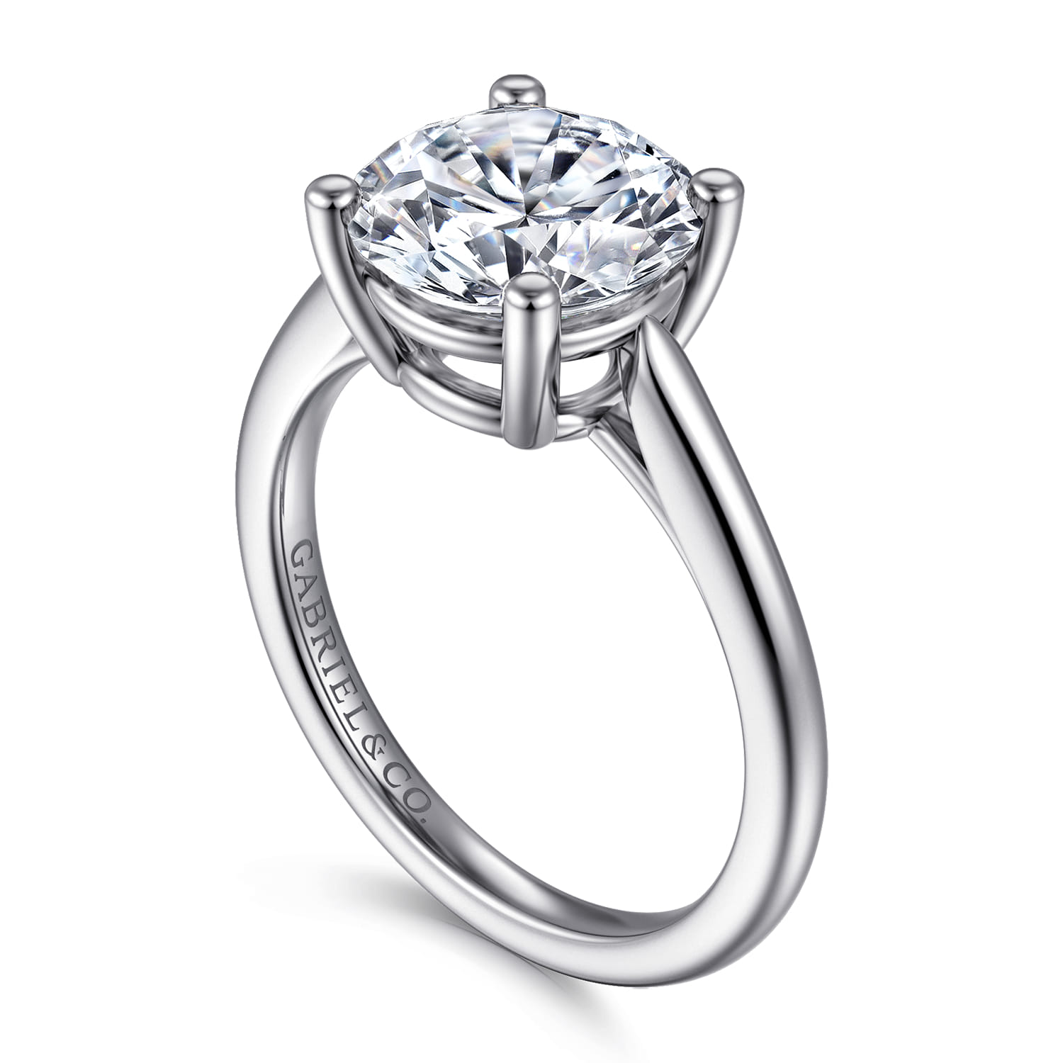 Anushka - 14K White Gold Round Solitaire Diamond Engagement Ring - Shot 3