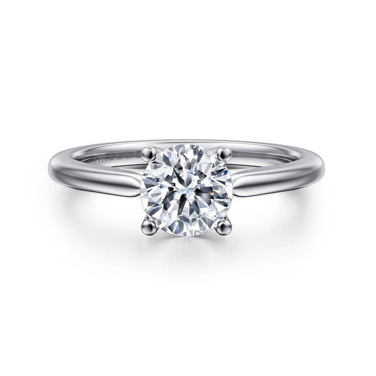Anushka - 14K White Gold Round Solitaire Diamond Engagement Ring - Shot 1