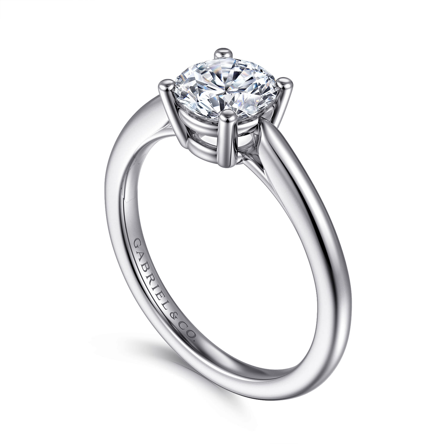 Anushka - 14K White Gold Round Solitaire Diamond Engagement Ring - Shot 3