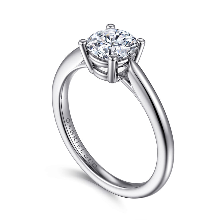 Anushka - 14K White Gold Round Solitaire Diamond Engagement Ring - Shot 3