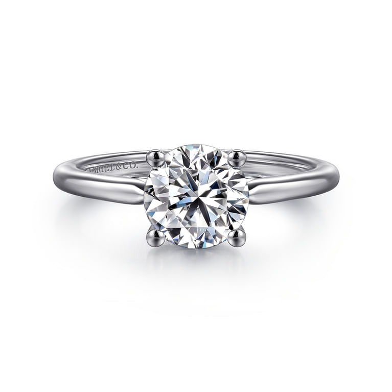 Anushka - 14K White Gold Round Solitaire Diamond Engagement Ring