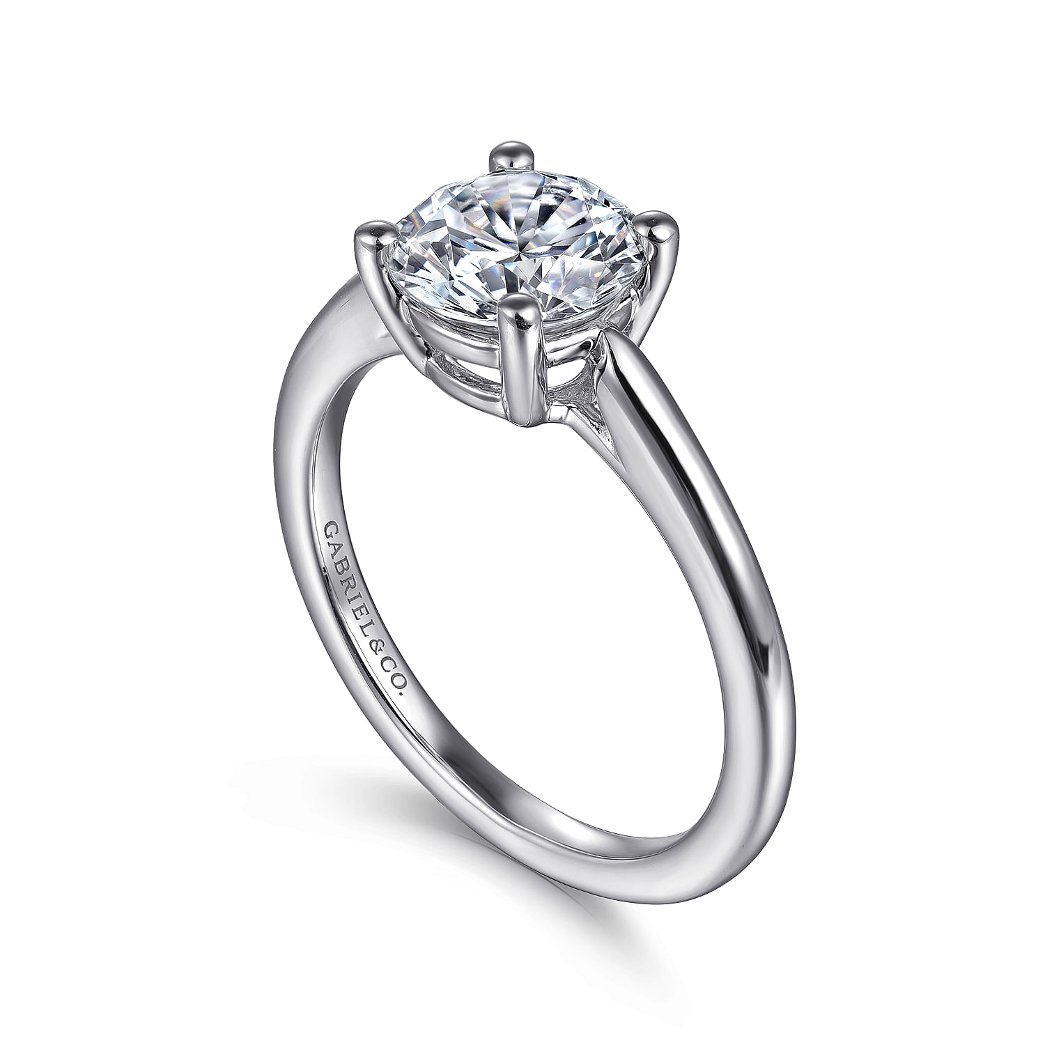 Anushka - 14K White Gold Round Solitaire Diamond Engagement Ring - Shot 3
