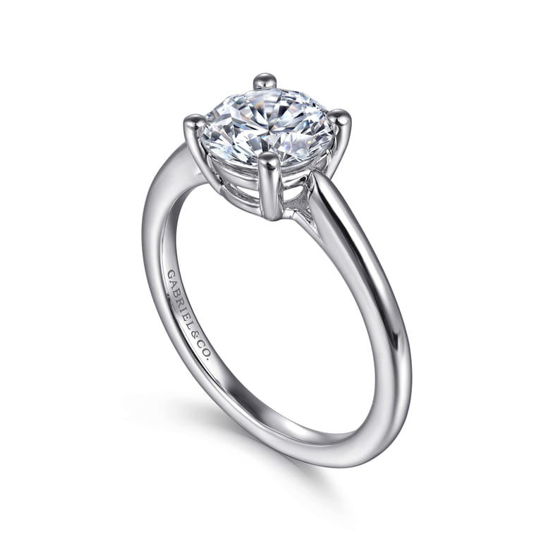 Anushka - 14K White Gold Round Solitaire Diamond Engagement Ring - Shot 3