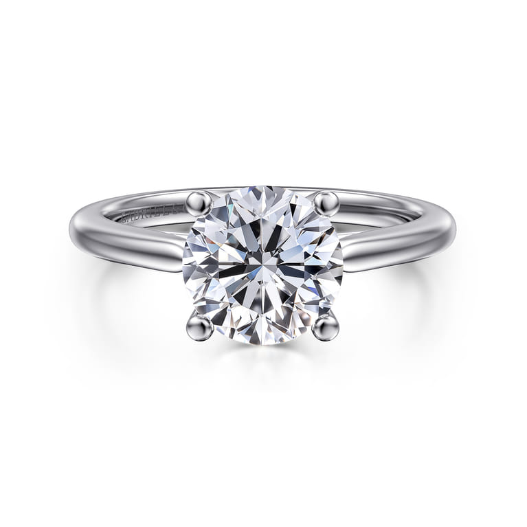 Anushka - 14K White Gold Round Solitaire Diamond Engagement Ring - Shot 1
