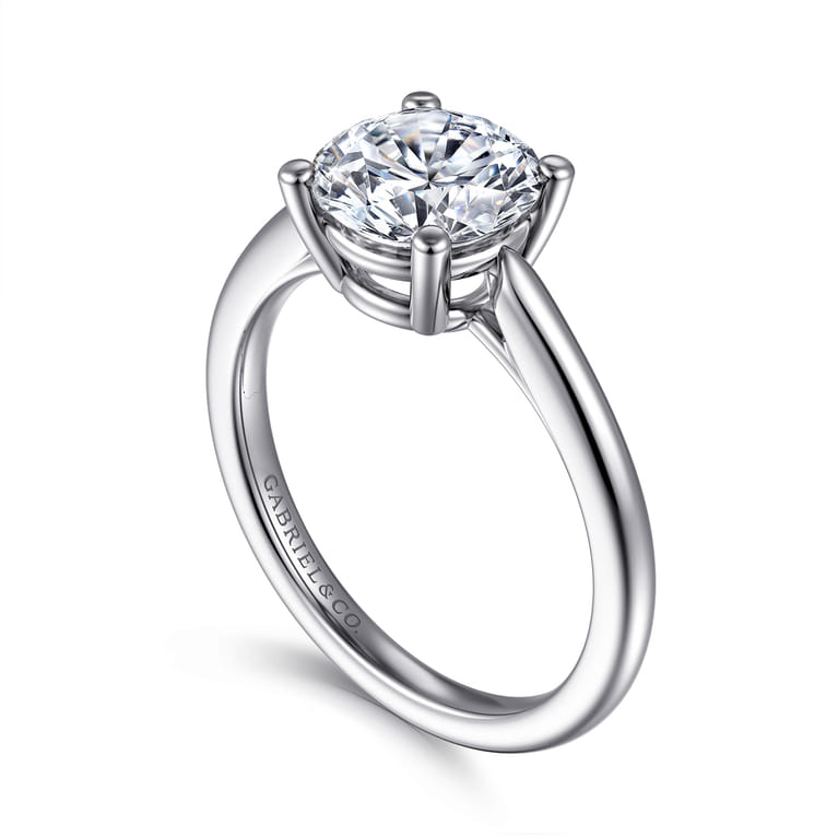 Anushka - 14K White Gold Round Solitaire Diamond Engagement Ring - Shot 3