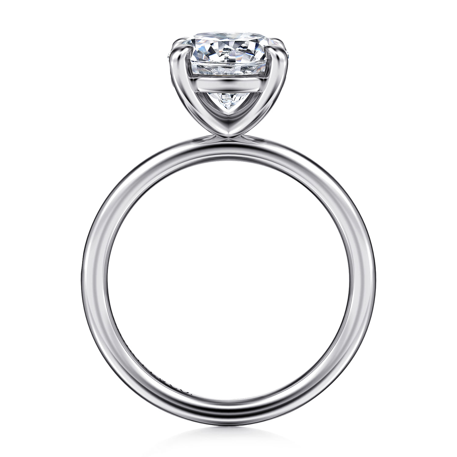 Tiana - 14K White Gold Round Solitaire Diamond Engagement Ring - Shot 2