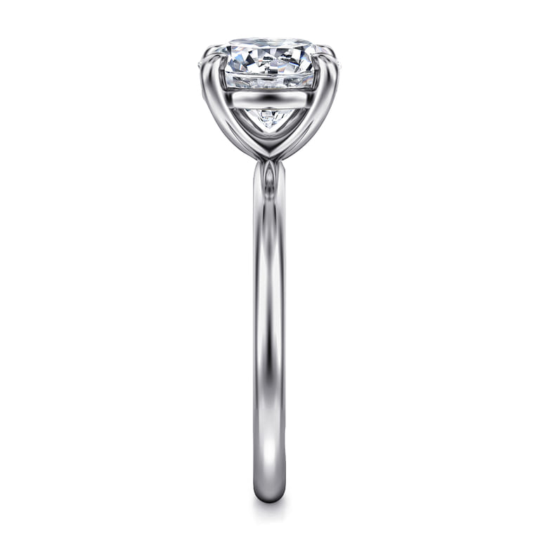Tiana - 14K White Gold Round Solitaire Diamond Engagement Ring - Shot 4