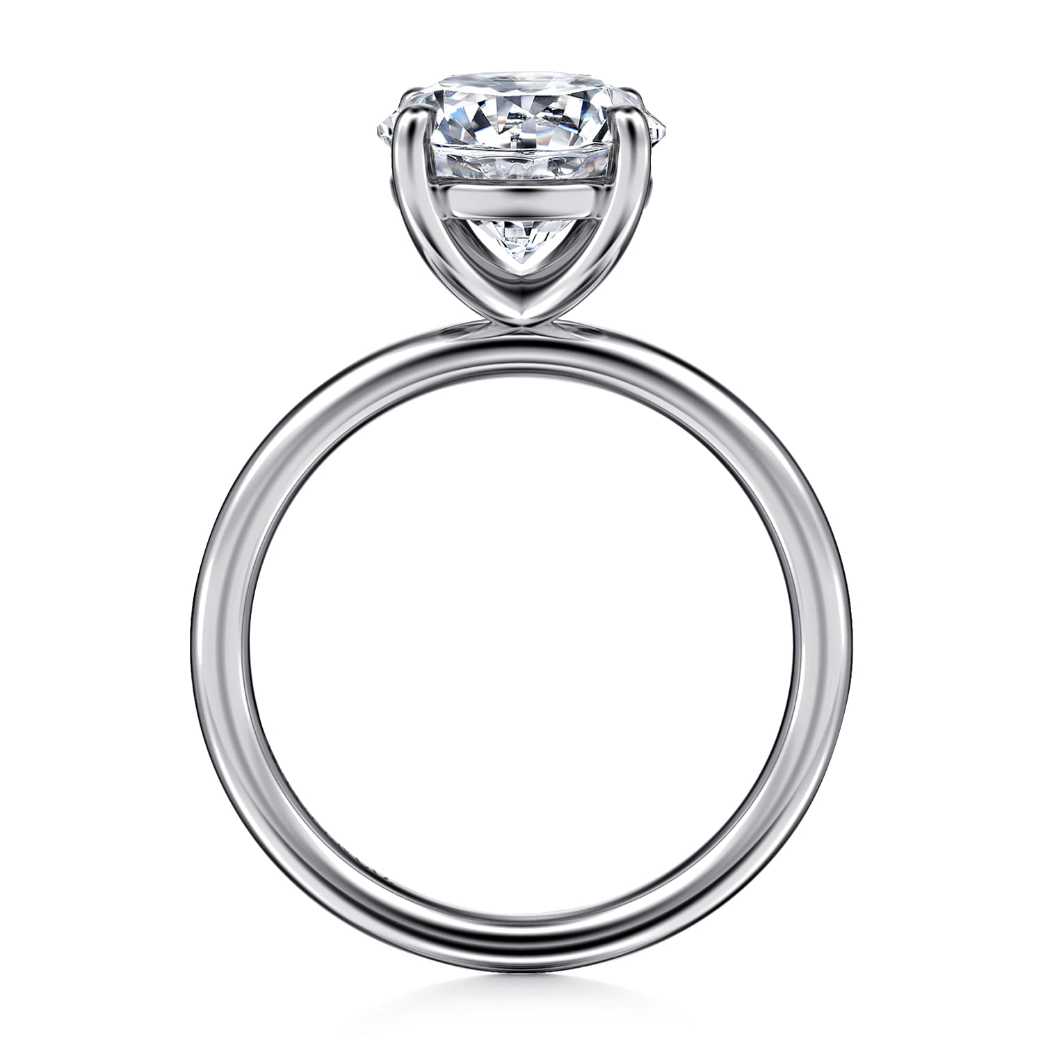 Tiana - 14K White Gold Round Solitaire Diamond Engagement Ring - Shot 2