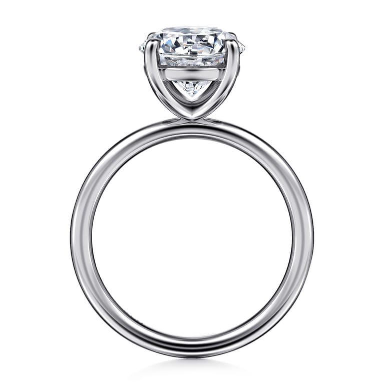 Tiana - 14K White Gold Round Solitaire Diamond Engagement Ring - Shot 2