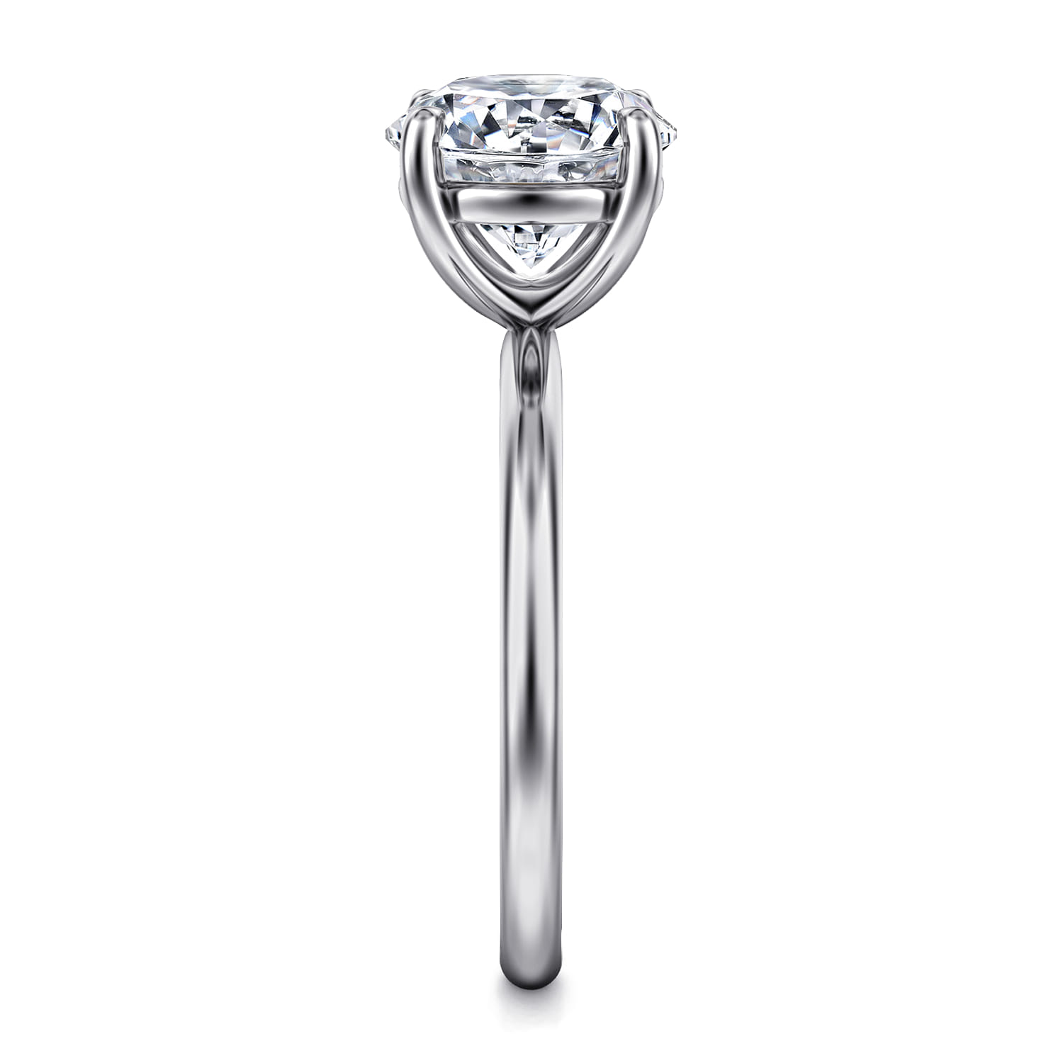 Tiana - 14K White Gold Round Solitaire Diamond Engagement Ring - Shot 4