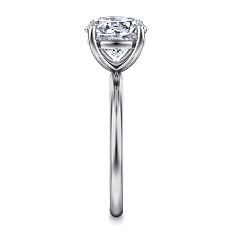 Tiana - 14K White Gold Round Solitaire Diamond Engagement Ring - Shot 4