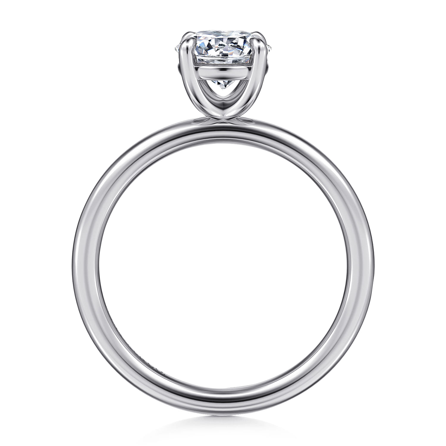 Tiana - 14K White Gold Round Solitaire Diamond Engagement Ring - Shot 2