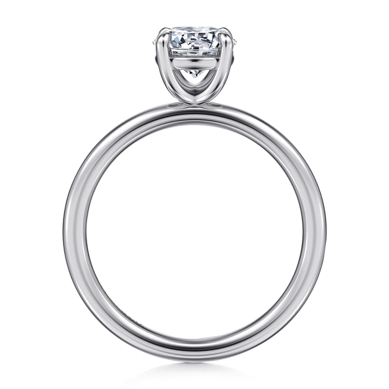 Tiana - 14K White Gold Round Solitaire Diamond Engagement Ring - Shot 2
