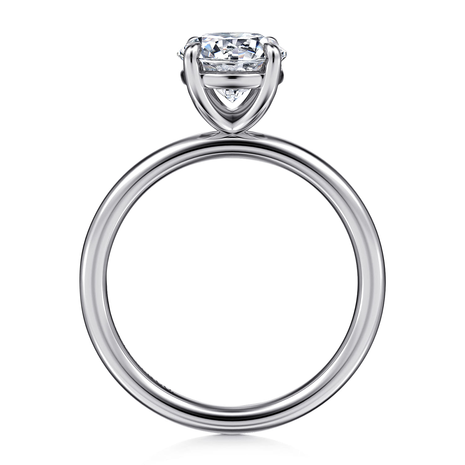 Tiana - 14K White Gold Round Solitaire Diamond Engagement Ring - Shot 2