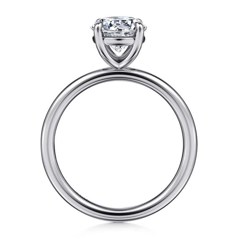Tiana - 14K White Gold Round Solitaire Diamond Engagement Ring - Shot 2