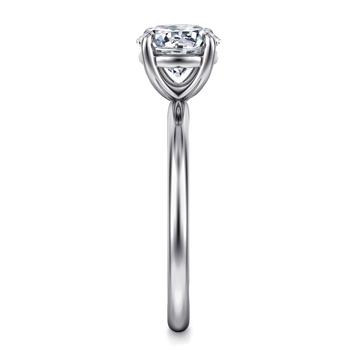 Tiana - 14K White Gold Round Solitaire Diamond Engagement Ring - Shot 4