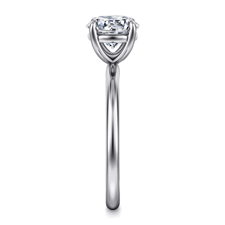 Tiana - 14K White Gold Round Solitaire Diamond Engagement Ring - Shot 4