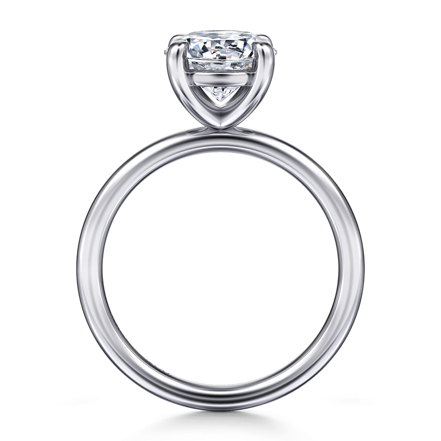 Tiana - 14K White Gold Round Solitaire Diamond Engagement Ring - Shot 2