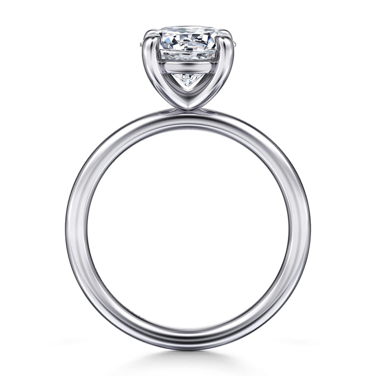 Tiana - 14K White Gold Round Solitaire Diamond Engagement Ring - Shot 2