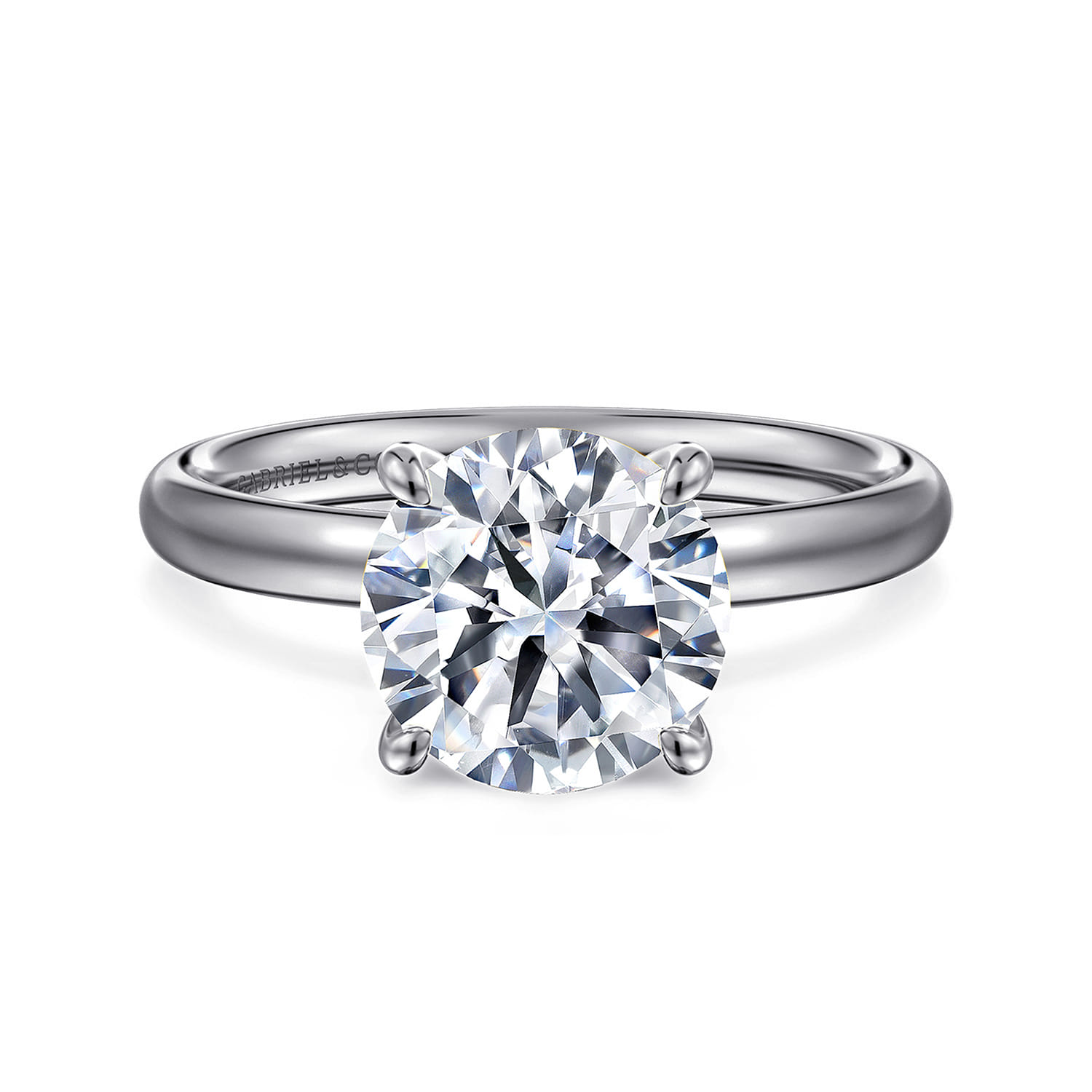 Unite - 14K White Gold Round Cut Solitaire Diamond Engagement Ring - Shot 1