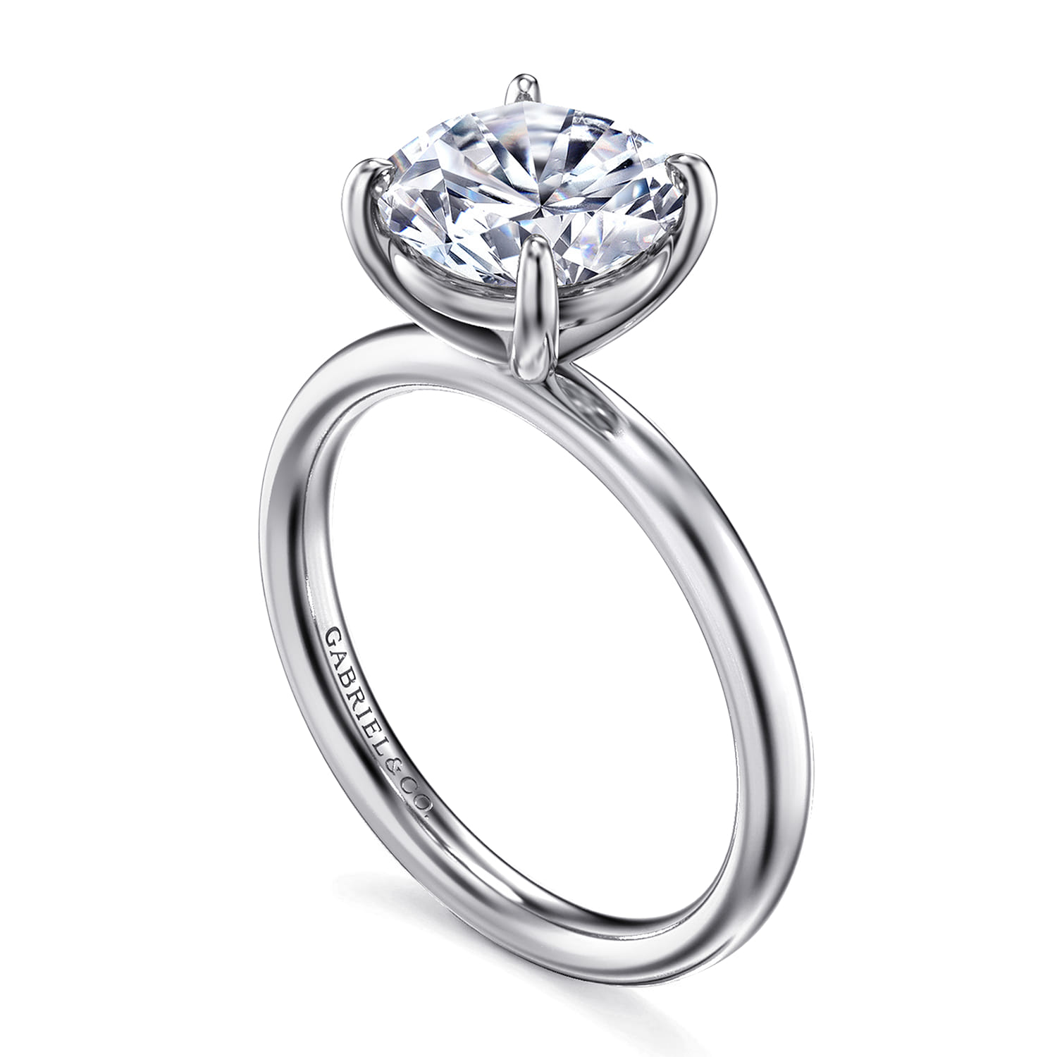 Unite - 14K White Gold Round Cut Solitaire Diamond Engagement Ring - Shot 3