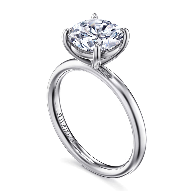 Unite - 14K White Gold Round Cut Solitaire Diamond Engagement Ring - Shot 3