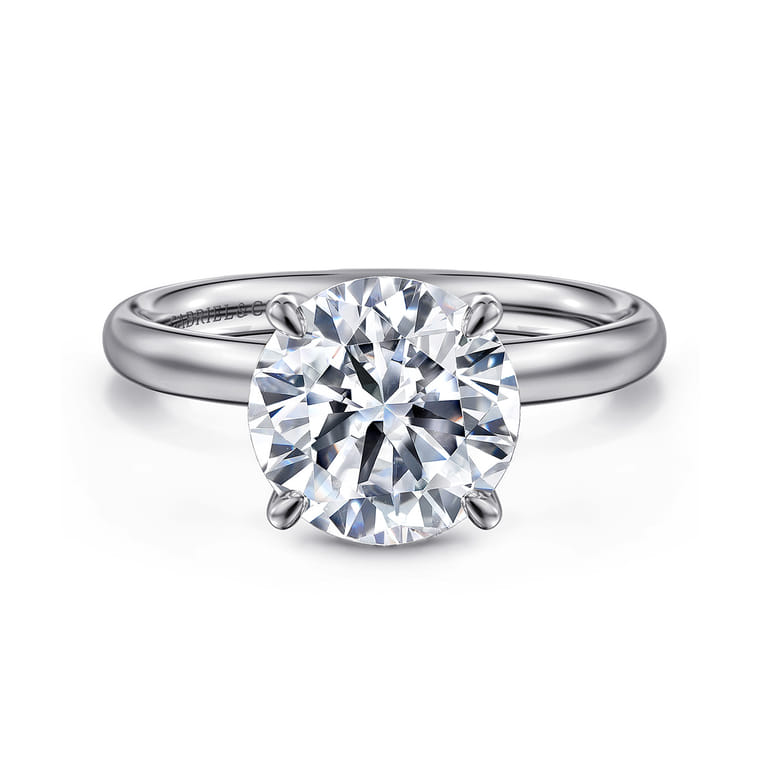 Unite - 14K White Gold Round Solitaire Diamond Engagement Ring - Shot 1