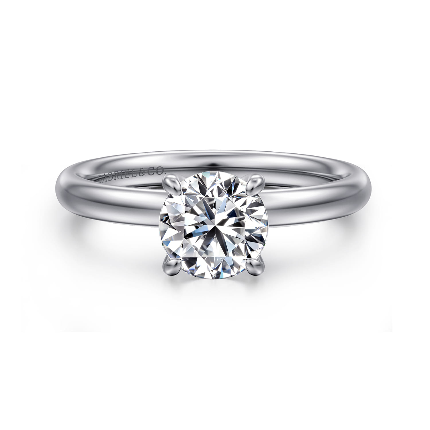 Unite - 14K White Gold Round Solitaire Diamond Engagement Ring - Shot 1