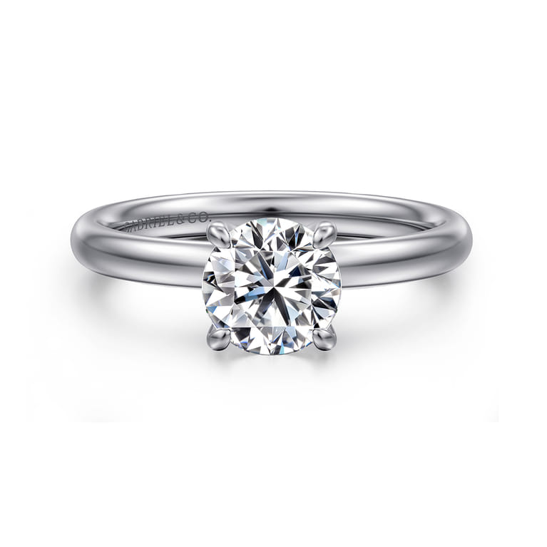 Unite - 14K White Gold Round Solitaire Diamond Engagement Ring - Shot 1