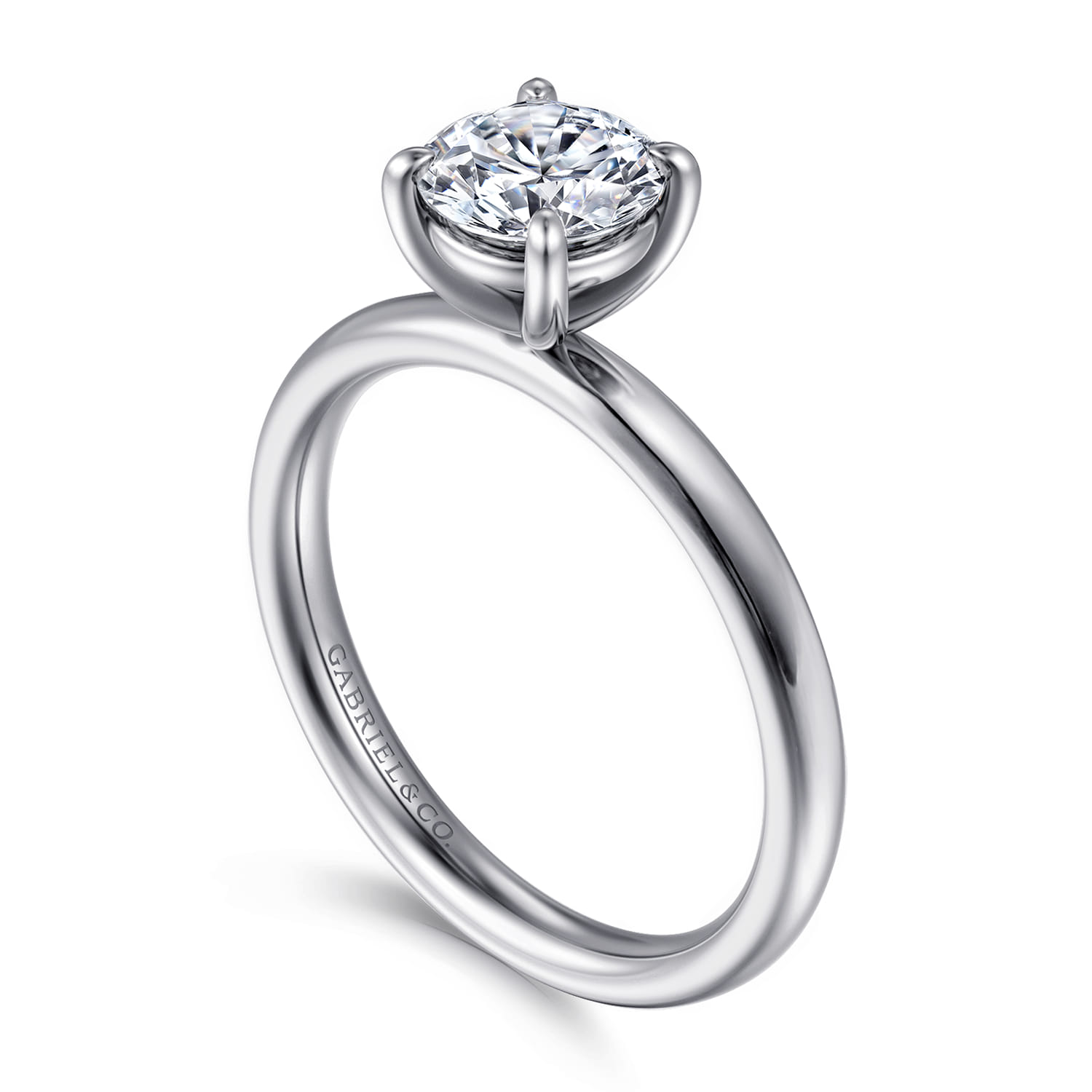 Unite - 14K White Gold Round Solitaire Diamond Engagement Ring - Shot 3