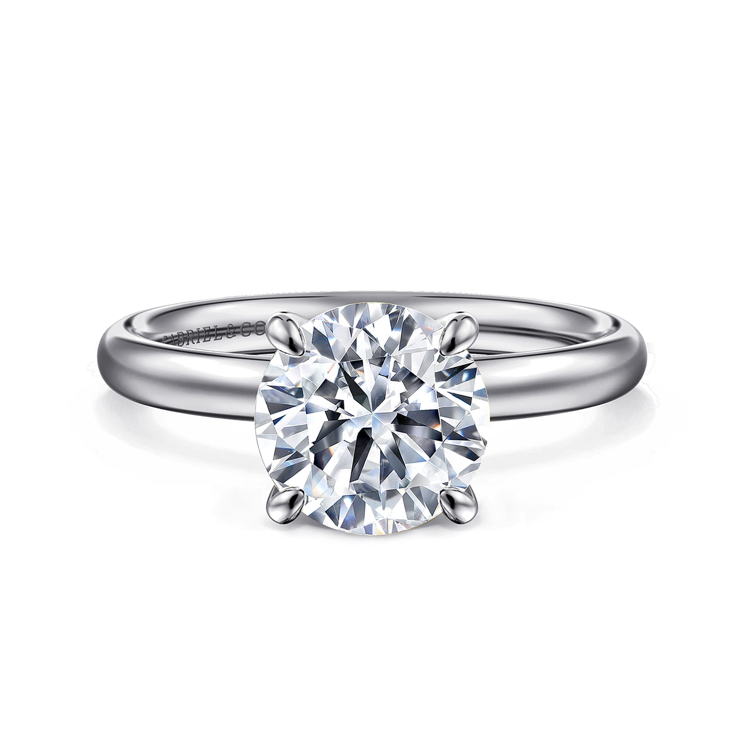 Unite - 14K White Gold Round Solitaire Diamond Engagement Ring - Shot 1