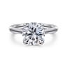 Nola - 14K White Gold Round Lotus Diamond Engagement Ring