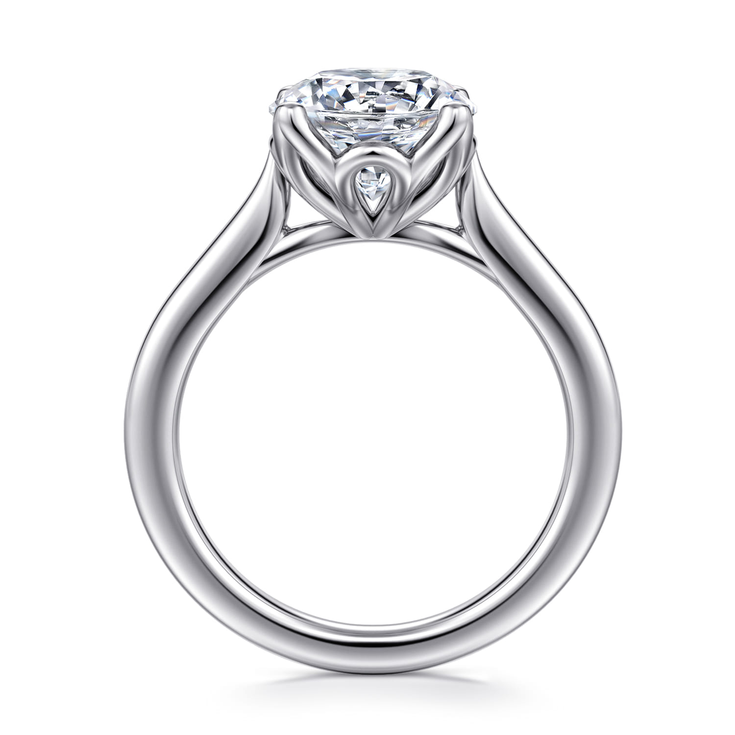 Nola - 14K White Gold Round Lotus Diamond Engagement Ring - Shot 2