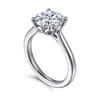 Nola - 14K White Gold Round Lotus Diamond Engagement Ring