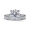 Nola - 14K White Gold Round Lotus Diamond Engagement Ring