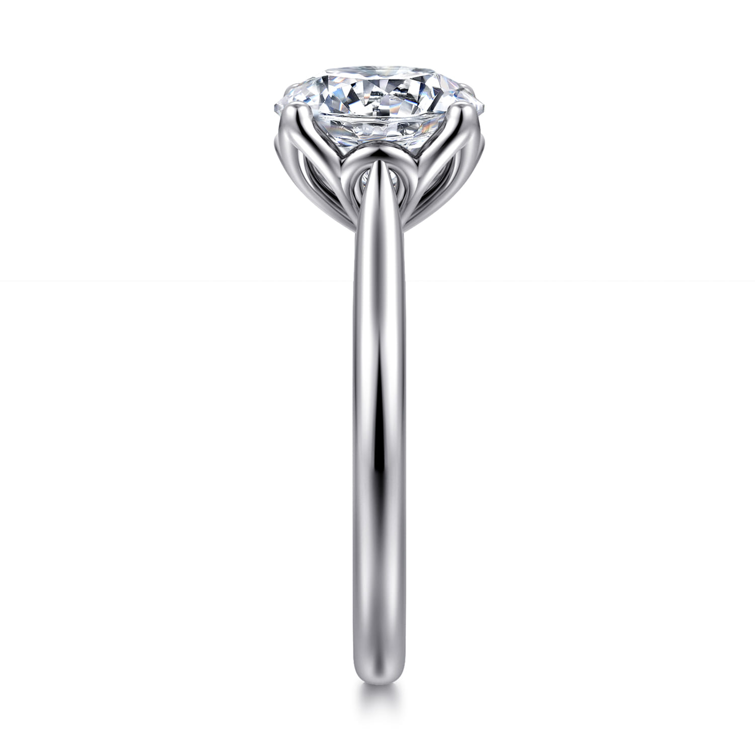 Nola - 14K White Gold Round Lotus Diamond Engagement Ring - Shot 5