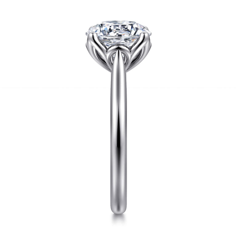 Nola - 14K White Gold Round Lotus Diamond Engagement Ring - Shot 5