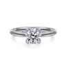 Nola - 14K White Gold Round Lotus Diamond Engagement Ring