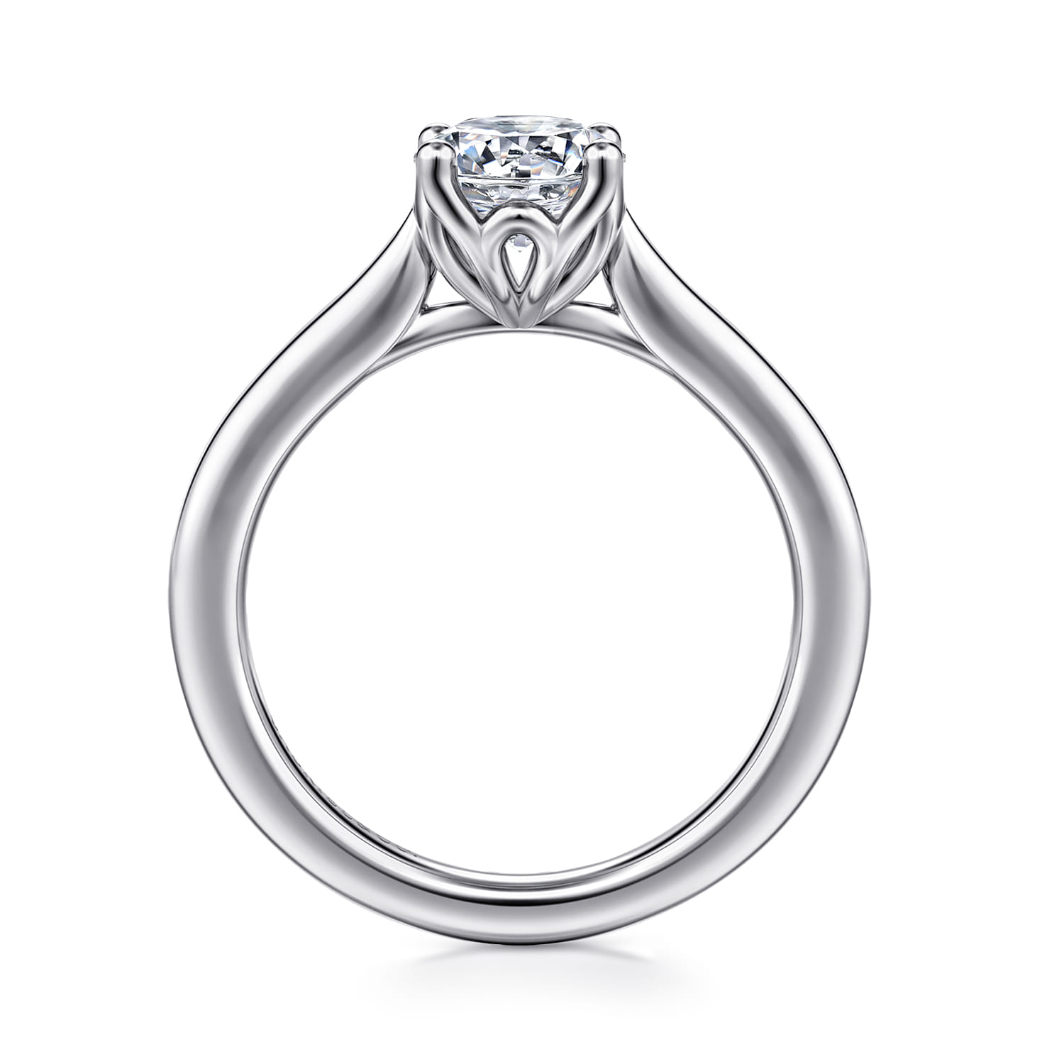 Nola - 14K White Gold Round Lotus Diamond Engagement Ring - Shot 2