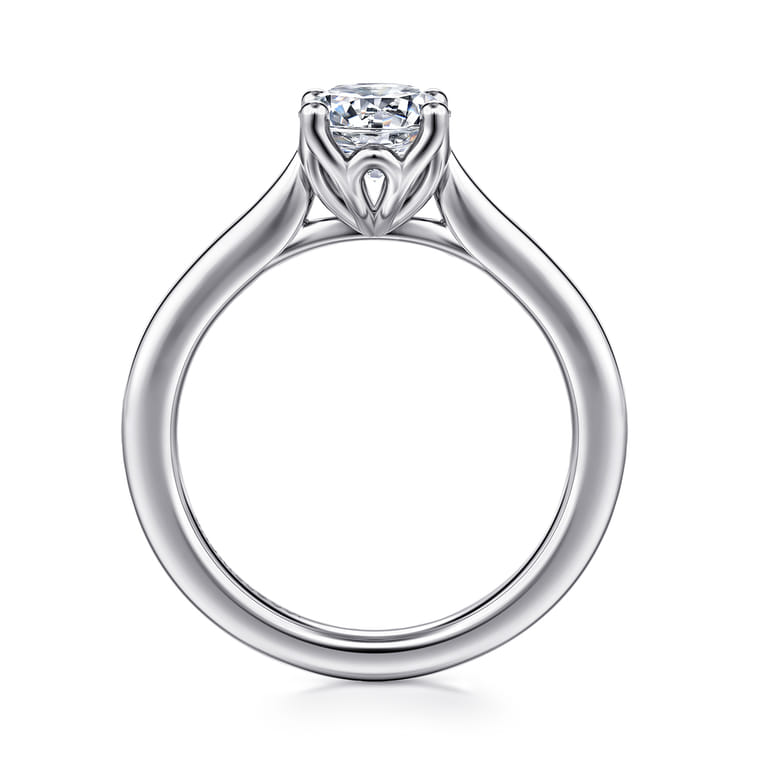 Nola - 14K White Gold Round Lotus Diamond Engagement Ring - Shot 2