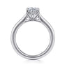 Nola - 14K White Gold Round Lotus Diamond Engagement Ring