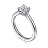 Nola - 14K White Gold Round Lotus Diamond Engagement Ring