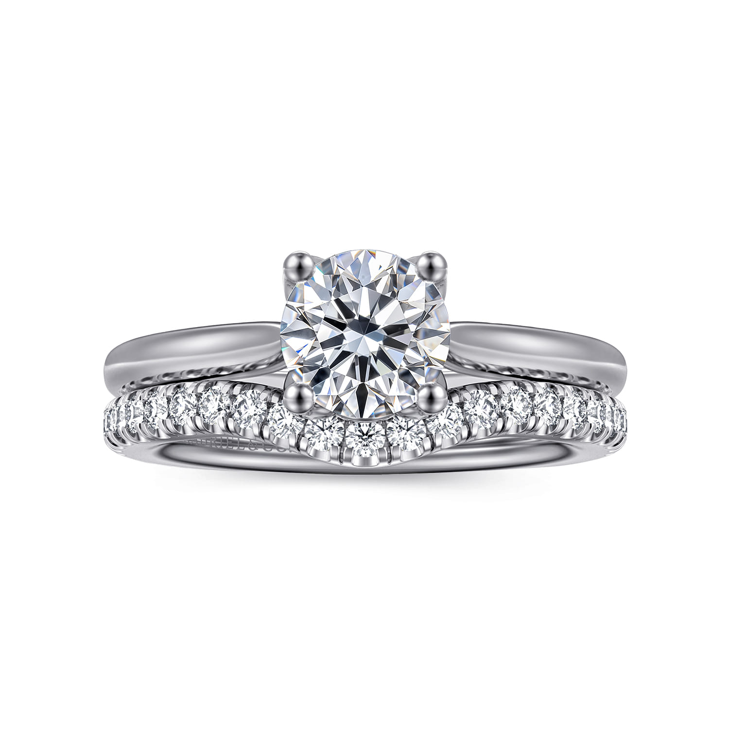 Nola - 14K White Gold Round Lotus Diamond Engagement Ring - Shot 4