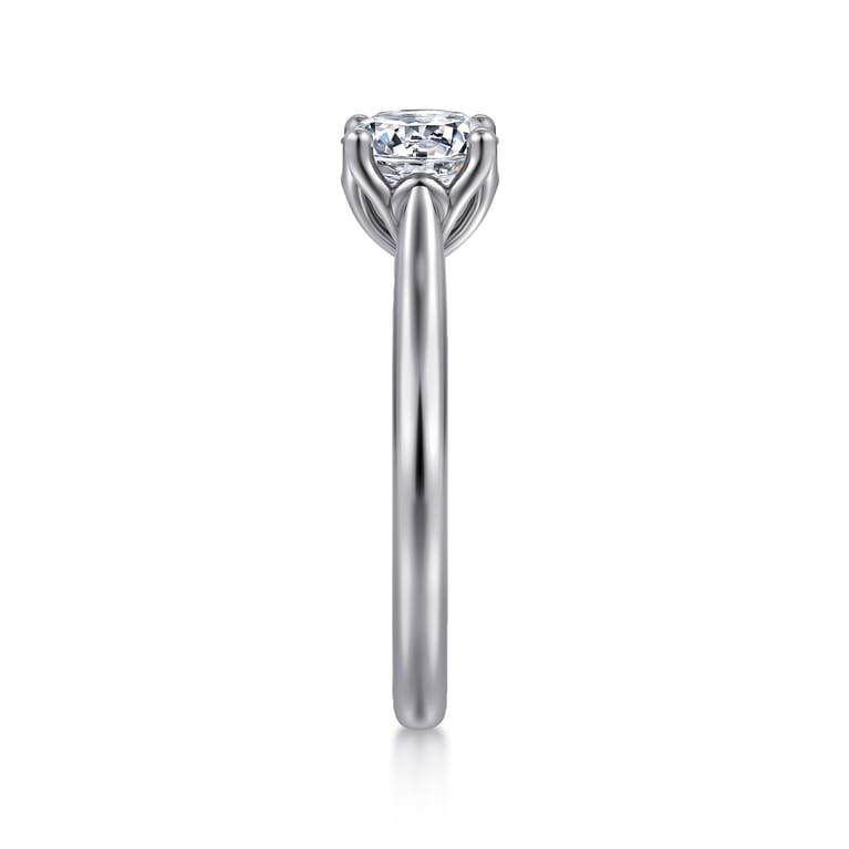 Nola - 14K White Gold Round Lotus Diamond Engagement Ring - Shot 5