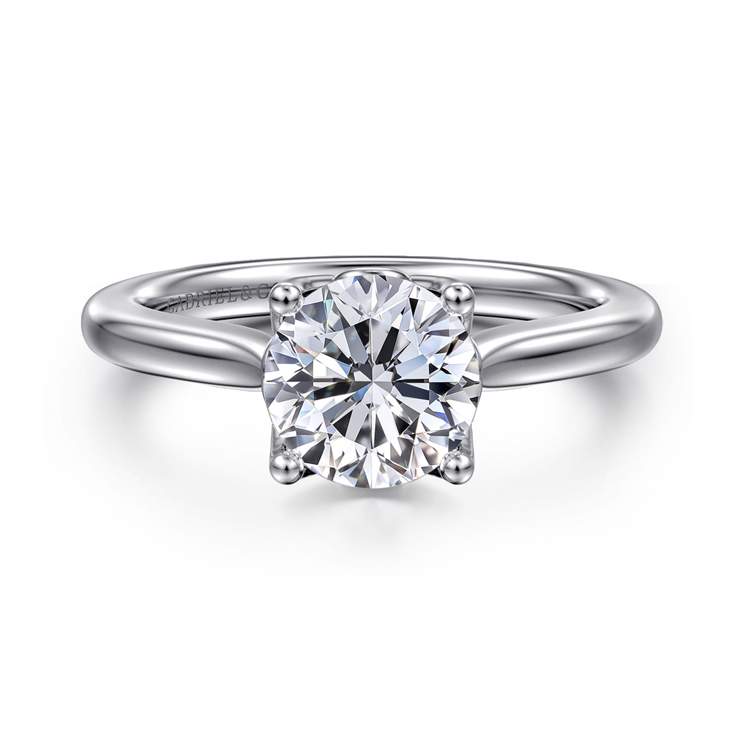 Nola - 14K White Gold Round Lotus Diamond Engagement Ring - Shot 1